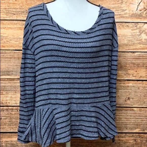 Free People Auntie Em Thermal Striped Peplum Tee - Picture 3 of 4